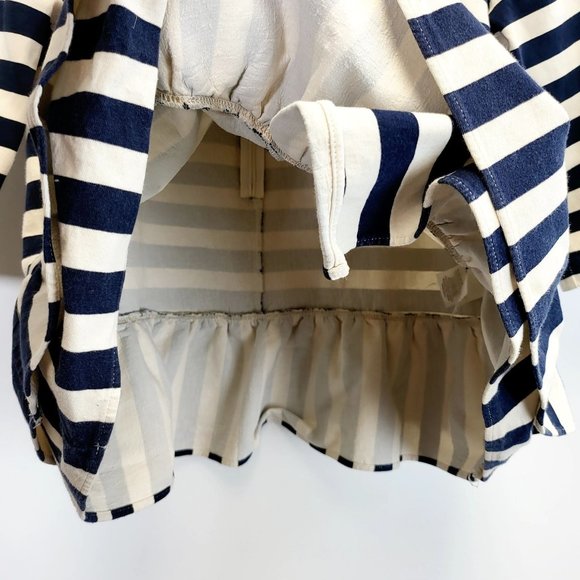 J. CREW Women's Ivory White Navy Striped Peplum Top MEDIUM Asymmetrical Cotton - Picture 7 of 11